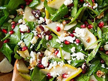 Spinach, Pear And Pomegranate Salad - Snowcrest Foods British Columbia